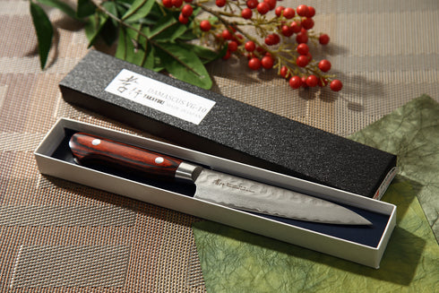 堺 孝行 VG10 33層 ダマスカス ペティーナイフ 洋包丁 マホガニー柄 1